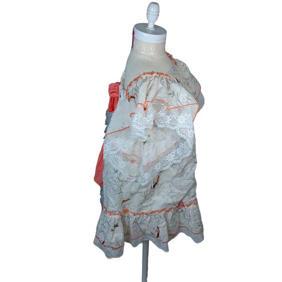 Fox & Heron Dress Bird Print Lace Trim Bow Girls 6 A Line Short Sleeves Comfort - Picture 14 of 14